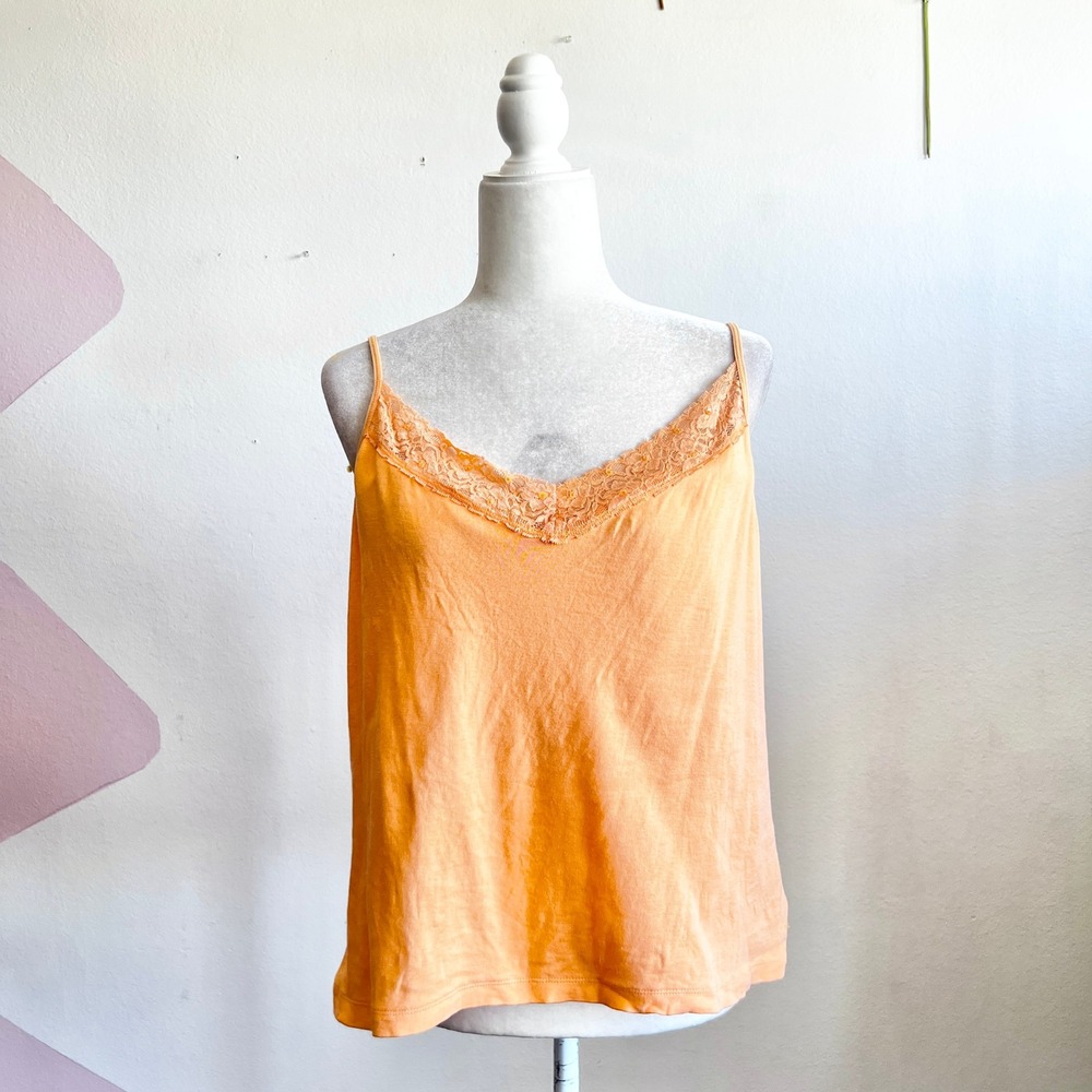 Vintage Y2K 90s Lace Trim Cami Top Y2K 2000s‎ Coquette Soft Girl 1X